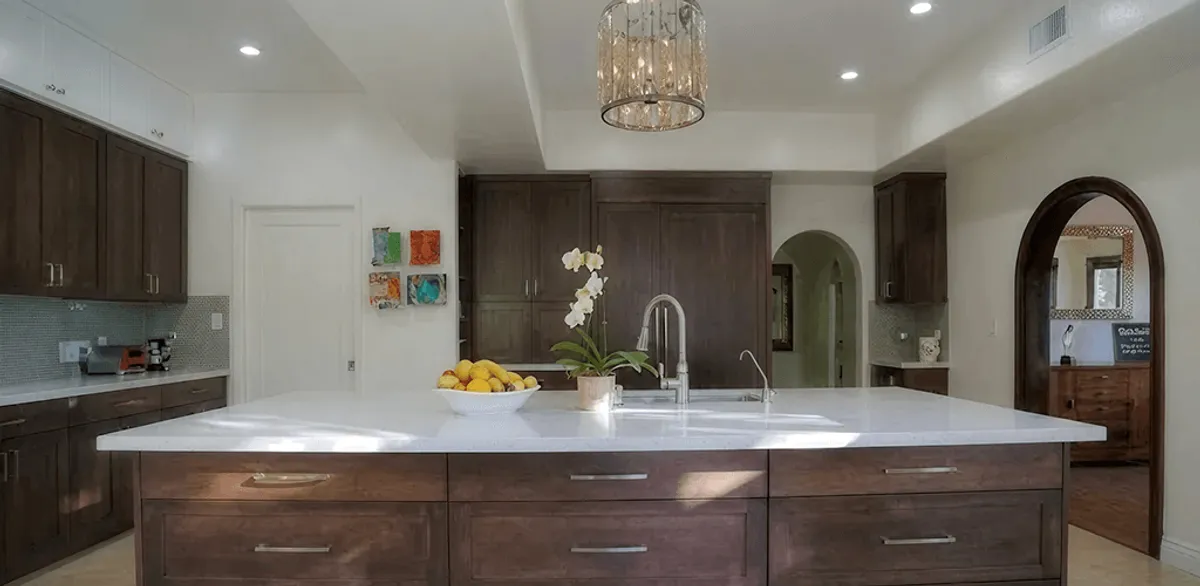 Cabinet refacing project with updated kitchen cabinets and island in Charlotte, NC