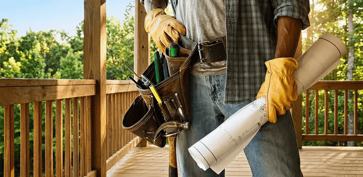 Professional handyman with tool belt ready for home repairs in Charlotte, NC