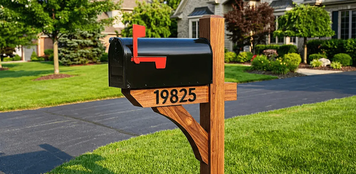 New mailbox installation with post and address number for a home in Charlotte, NC