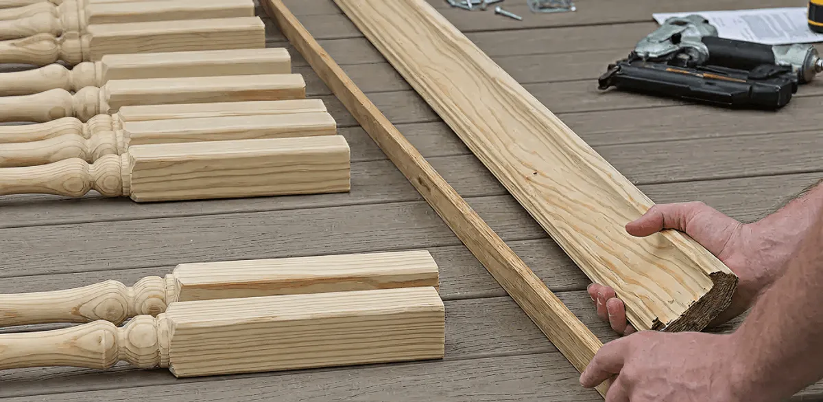 Handrail installation materials and wood components for stair rail work in Charlotte, NC