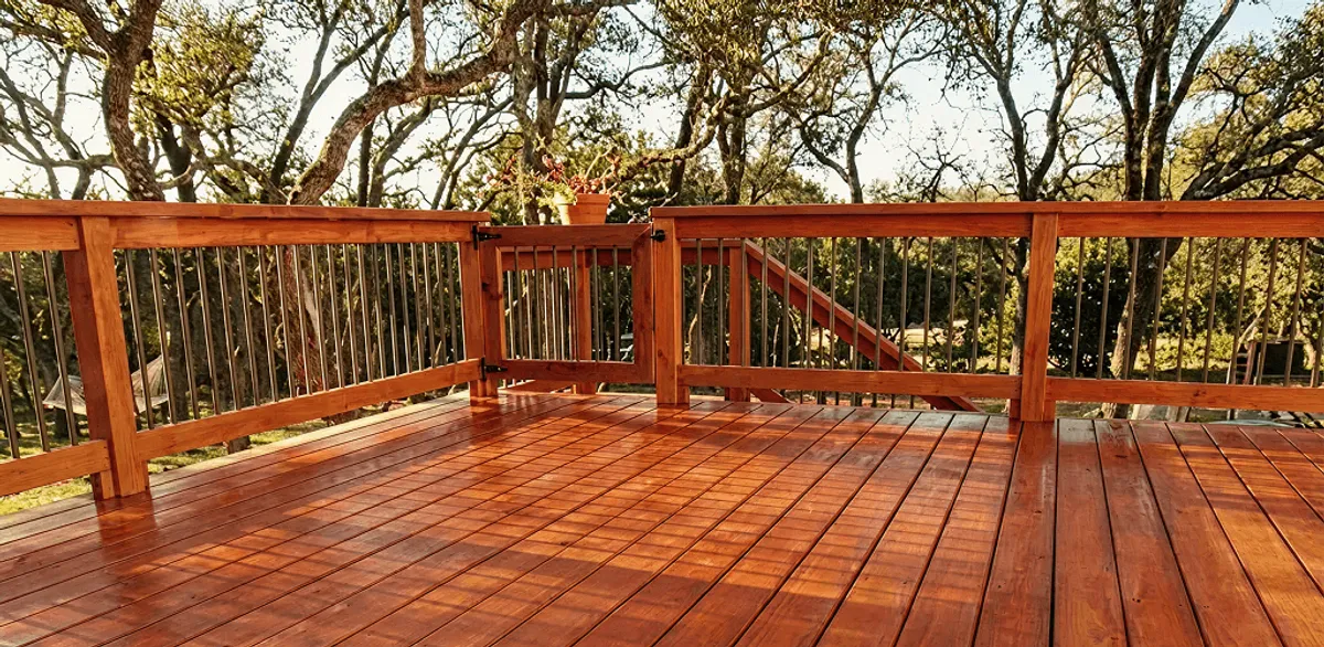Deck sealing results with a freshly sealed wood deck in Charlotte, NC